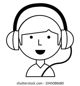 Cartoon man with headphones 