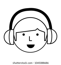 Cartoon man with headphones 