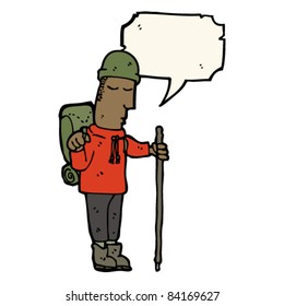cartoon man hiking