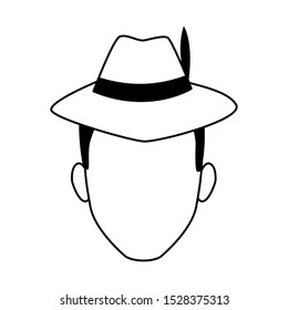 cartoon man with hipster hat over white background, vector illustration