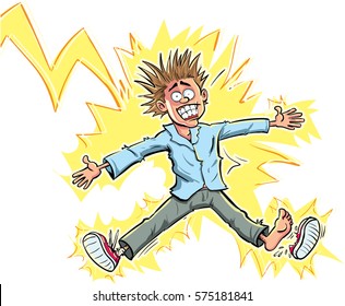 Cartoon man hit by lightning