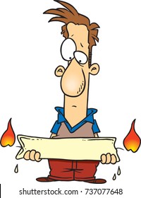 cartoon man holding a candle that is burning at both ends