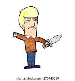 cartoon man holding a dagger