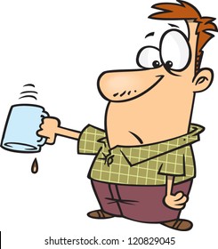 cartoon man holding his empty coffee cup