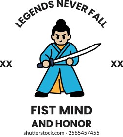 A cartoon of a man holding a sword in the style of sign illustrations