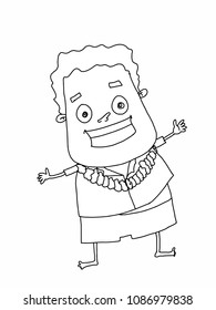 cartoon man holiday  hawaii illustration  coloring
