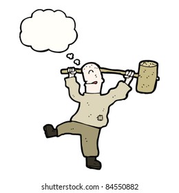 cartoon man with huge hammer