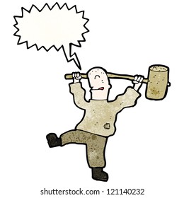 cartoon man with huge mallet