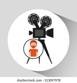 cartoon man icon camera cinema graphic vector illustration eps 10
