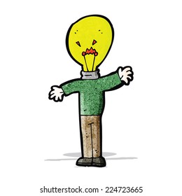cartoon man with idea light head