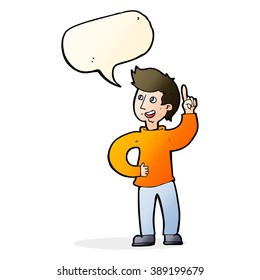 caricaturista con idea con burbuja de habla
