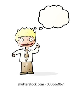 cartoon man with idea with thought bubble