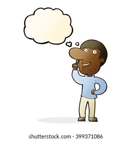 cartoon man with idea with thought bubble