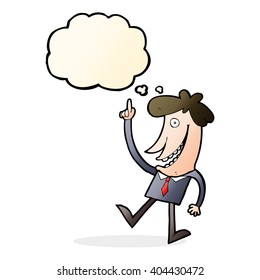 cartoon man with idea with thought bubble