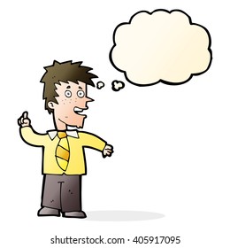 cartoon man with idea with thought bubble
