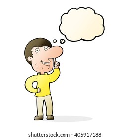 cartoon man with idea with thought bubble