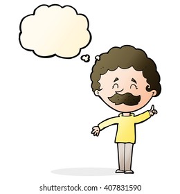 caricaturista con idea con burbuja de pensamiento