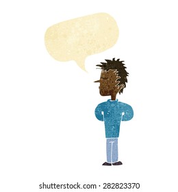 cartoon man ignoring with speech bubble