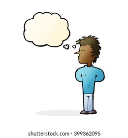 cartoon man ignoring with thought bubble