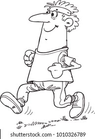 cartoon man jogging