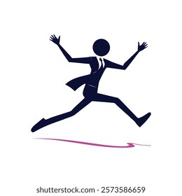 Cartoon Man Jumping for Joy - Vector Clipart