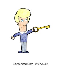 cartoon man with key