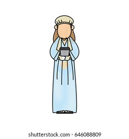 cartoon man king of orient manger nativity