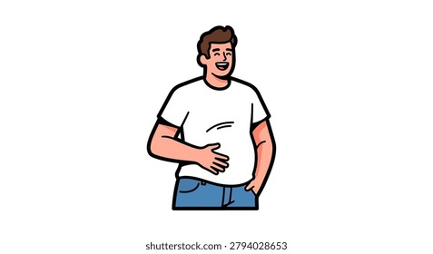 Cartoon man with a large belly