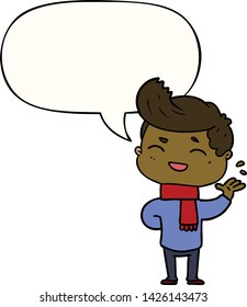 caricaturista riendo con burbuja de habla