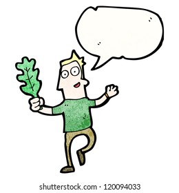 Cartoon-Mann mit Blatt