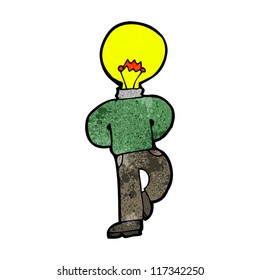 cartoon man with light bulb for head