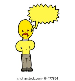cartoon man with light bulb head