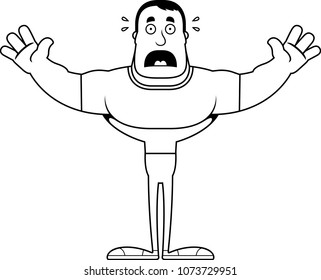 A cartoon man looking scared.