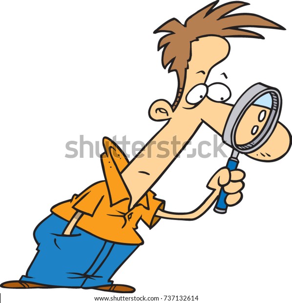 Cartoon Man Looking Through Magnifying Glass Stock Vector (Royalty Free ...