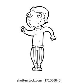 caricaturista con ropa de gran volumen