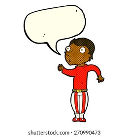 cartoon man in loud clothes with speech bubble