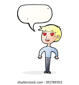 cartoon man in love with speech bubble