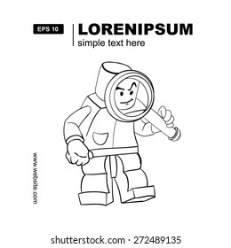Cartoon man with magnifying-glass