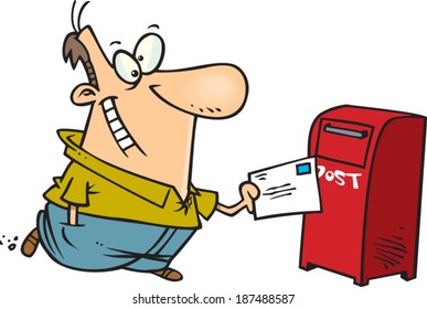 cartoon man mailing a letter
