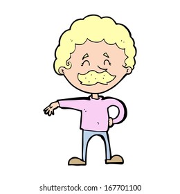cartoon man making camp gesture