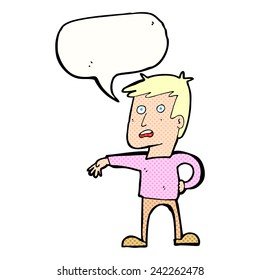 caricaturista haciendo gesto de campamento con burbuja de discursos