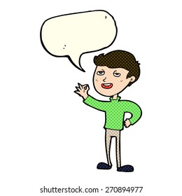 caricaturista haciendo un gesto excelente con la burbuja del habla