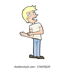 cartoon man making excuses