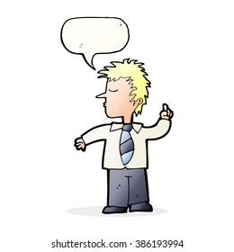 cartoon man making his point with speech bubble