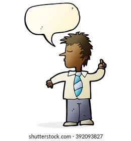 cartoon man making his point with speech bubble