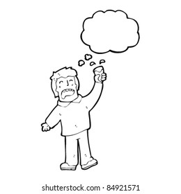 cartoon man making toast