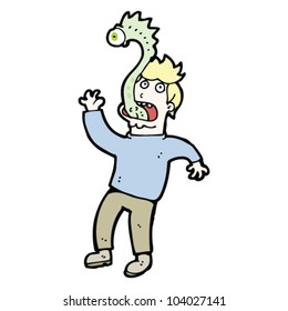 cartoon man with monster