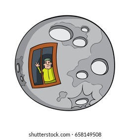 Cartoon man in the moon
