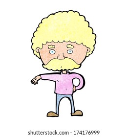 cartoon man with mustache making camp gesture