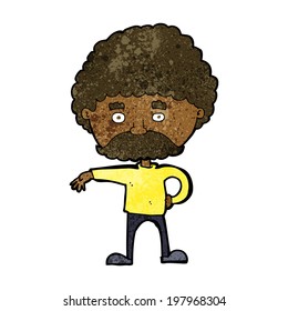 homem de desenho animado com bigode fazendo gesto acampamento